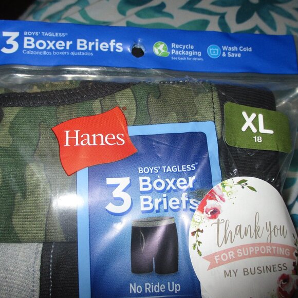 Hanes Boys Tagless Boxer Briefs Size XL (18) - Picture 2 of 6